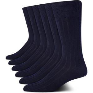 imageCalvin Klein Mens Dress Socks  6 Pairs Classic Comfort Stay Up Cuff Mixed Pattern  Dress Socks for Men 712Deep Blue