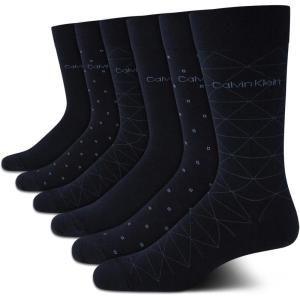 imageCalvin Klein Mens Dress Socks  6 Pairs Classic Comfort Stay Up Cuff Mixed Pattern  Dress Socks for Men 712Navy Assorted