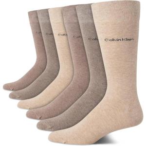 imageCalvin Klein Mens Dress Socks  6 Pairs Classic Comfort Stay Up Cuff Mixed Pattern  Dress Socks for Men 712Tan Assorted