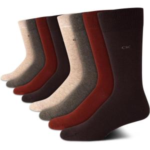 imageCalvin Klein Mens Dress Socks  8 Pack Breathable Cotton Mid Crew Socks  Casual Long Work Socks for Men Sizes 712Brown Assorted
