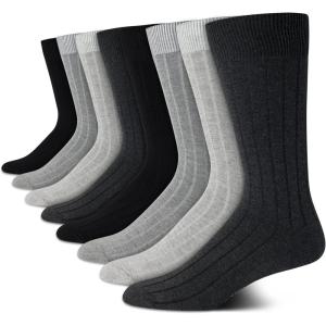 imageCalvin Klein Mens Dress Socks  8 Pack Breathable Cotton Mid Crew Socks  Casual Long Work Socks for Men Sizes 712Grey Heather Solid