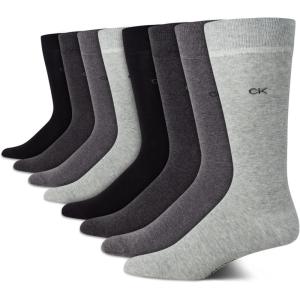 imageCalvin Klein Mens Dress Socks  8 Pack Breathable Cotton Mid Crew Socks  Casual Long Work Socks for Men Sizes 712Grey Solid
