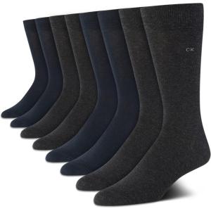 imageCalvin Klein Mens Dress Socks  8 Pack Breathable Cotton Mid Crew Socks  Casual Long Work Socks for Men Sizes 712Greynavy