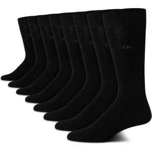imageCalvin Klein Mens Dress Socks  8 Pack Breathable Cotton Mid Crew Socks  Casual Long Work Socks for Men Sizes 712Solid Black