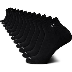 imageCalvin Klein Mens High Quarter Socks  12 Pack Breathable Soft Cushion Mini Crew Athletic Socks for Men Shoe Size 6125All Black