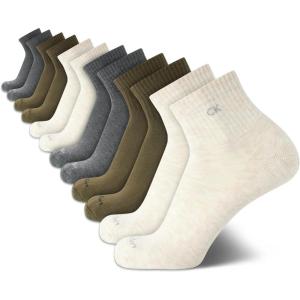 imageCalvin Klein Mens High Quarter Socks  12 Pack Breathable Soft Cushion Mini Crew Athletic Socks for Men Shoe Size 6125BeigeGrey