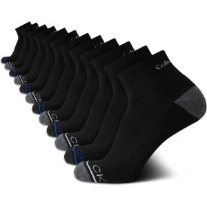 imageCalvin Klein Mens High Quarter Socks  12 Pack Breathable Soft Cushion Mini Crew Athletic Socks for Men Shoe Size 6125Black Assorted