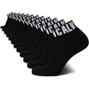 imageCalvin Klein Mens High Quarter Socks  12 Pack Breathable Soft Cushion Mini Crew Athletic Socks for Men Shoe Size 6125Black Logo