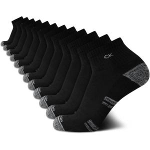 imageCalvin Klein Mens High Quarter Socks  12 Pack Breathable Soft Cushion Mini Crew Athletic Socks for Men Shoe Size 6125BlackGrey
