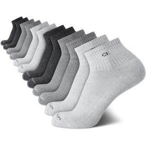 imageCalvin Klein Mens High Quarter Socks  12 Pack Breathable Soft Cushion Mini Crew Athletic Socks for Men Shoe Size 6125Grey