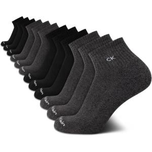 imageCalvin Klein Mens High Quarter Socks  12 Pack Breathable Soft Cushion Mini Crew Athletic Socks for Men Shoe Size 6125GreyBlack