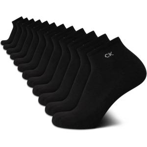 imageCalvin Klein Mens High Quarter Socks  12 Pack Breathable Soft Cushion Mini Crew Athletic Socks for Men Shoe Size 6125True Black