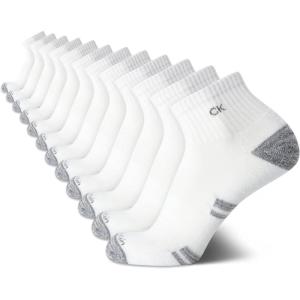 imageCalvin Klein Mens High Quarter Socks  12 Pack Breathable Soft Cushion Mini Crew Athletic Socks for Men Shoe Size 6125WhiteGrey