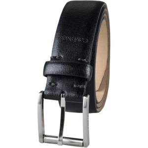 imageCalvin Klein Mens Modern Dress Minimalist Belt with Classic Harness BuckleBlack Embossed