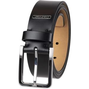 imageCalvin Klein Mens Modern Dress Minimalist Belt with Classic Harness BuckleDeep Black