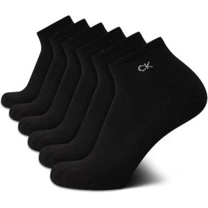 imageCalvin Klein Mens Quarter Socks  6 Pack Breathable Cushion Athletic Ankle Socks for Men for Running and Workout 712Black