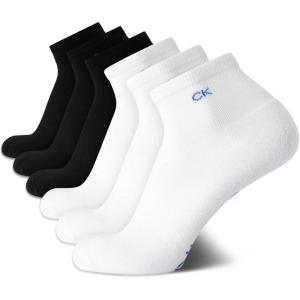 imageCalvin Klein Mens Quarter Socks  6 Pack Breathable Cushion Athletic Ankle Socks for Men for Running and Workout 712BlackWhite
