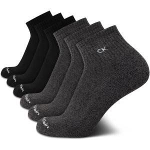 imageCalvin Klein Mens Quarter Socks  6 Pack Breathable Cushion Athletic Ankle Socks for Men for Running and Workout 712GreyBlack