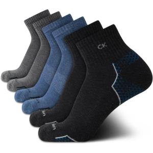 imageCalvin Klein Mens Quarter Socks  6 Pack Breathable Cushion Athletic Ankle Socks for Men for Running and Workout 712Heather Grey
