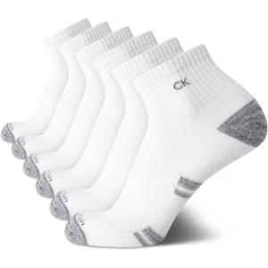 imageCalvin Klein Mens Quarter Socks  6 Pack Breathable Cushion Athletic Ankle Socks for Men for Running and Workout 712WhiteGrey