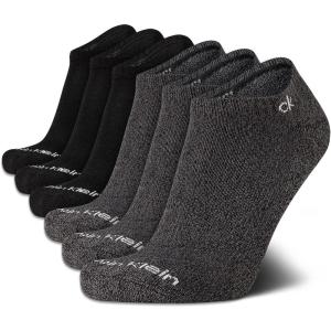 imageCalvin Klein Mens Socks  No Show Low Cut Athletic Socks 6 PackBlackGrey Solid
