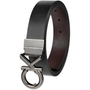 imageCalvin Klein Mens Twoinone Reversible Rotative Buckle Casual Dress BeltBlackBrown Plaque