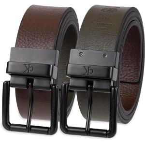 imageCalvin Klein Mens Twoinone Reversible Rotative Buckle Casual Dress BeltBrownOlive Jean