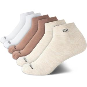 imageCalvin Klein Quarter Socks for Women  6 Pack Cushioned Ankle Socks  Quarter Cut Breathable Lightweight Athletic DesignWhiteBrown