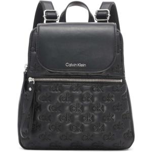 imageCalvin Klein Reyna Signature Key Item Flap Backpack BrownKhakiBlack One SizeBlackSilver Puffy Logo