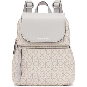 imageCalvin Klein Reyna Signature Key Item Flap Backpack BrownKhakiBlack One SizeVanillaKhakiDove