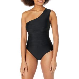 imageCalvin Klein Standard Shoulder Strap Starburst Pleating Removable Soft Cups One Piece SwimsuitBlack