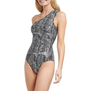 imageCalvin Klein Standard Shoulder Strap Starburst Pleating Removable Soft Cups One Piece SwimsuitBlack Basket Multi