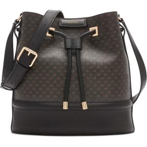 imageCalvin Klein Womens Ash Crossbody Bag  Vegan Leather Monogram 2 PocketsBrownKhakiBlack