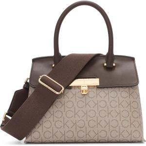 imageCalvin Klein Womens Becky Mini Crossbody Bag  2 in 1 Vegan Leather 2 PocketsAlmondTaupeJava