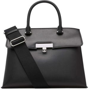 imageCalvin Klein Womens Becky Turn Lock Satchel  2 in 1 Vegan Leather 3 PocketsBlackSilver
