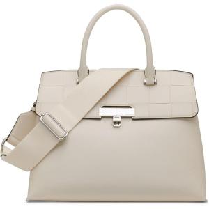 imageCalvin Klein Womens Becky Turn Lock Satchel  2 in 1 Vegan Leather 3 PocketsCherub White Woven