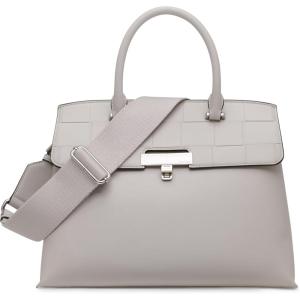 imageCalvin Klein Womens Becky Turn Lock Satchel  2 in 1 Vegan Leather 3 PocketsDove Grey Woven