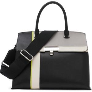 imageCalvin Klein Womens Becky Turn Lock Satchel  2 in 1 Vegan Leather 3 PocketsWhiteCitrine Multi
