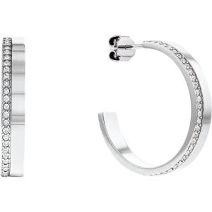 imageCalvin Klein Womens CShape Earrings Elegant Minimalism with Sleek Linear Silhouette and Crystal SettingsSilver