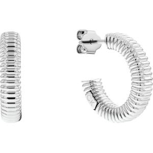 imageCalvin Klein Womens CShape Earrings Refined Textures with Unique Ribbed DesignSilver