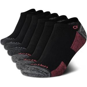 imageCalvin Klein Womens Low Cut Socks  6 Pack Breathable Cushioned Athletic Performance No Show Socks for Women Sizes 410Black Logo