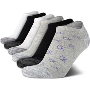 imageCalvin Klein Womens Low Cut Socks  6 Pack Breathable Cushioned Athletic Performance No Show Socks for Women Sizes 410Grey Ck Logo