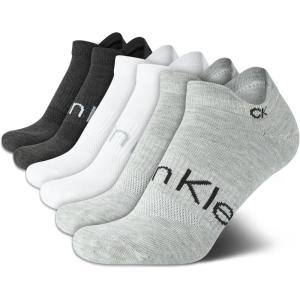 imageCalvin Klein Womens Low Cut Socks  6 Pack Breathable Cushioned Athletic Performance No Show Socks for Women Sizes 410Grey Tab