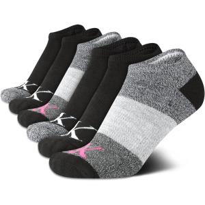 imageCalvin Klein Womens Low Cut Socks  6 Pack Breathable Cushioned Athletic Performance No Show Socks for Women Sizes 410GreyBlack Logo