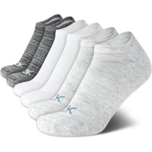 imageCalvin Klein Womens Low Cut Socks  6 Pack Breathable Cushioned Athletic Performance No Show Socks for Women Sizes 410WhiteGrey
