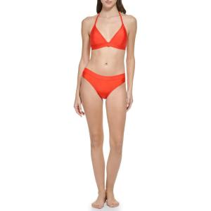 imageCalvin Klein Womens Low Waisted Elastic Logo Triangle Bikini SetBright Vermillion Shimmer