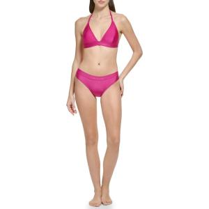imageCalvin Klein Womens Low Waisted Elastic Logo Triangle Bikini SetFuchsia Shimmer