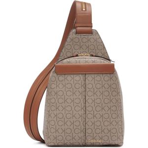 imageCalvin Klein Womens Millie Backpack for Women  Vegan Leather Monogram Backpack 2 Pockets BrownKhakiBlack One SizeAlmondTaupeCaramel