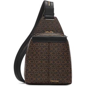 imageCalvin Klein Womens Millie Backpack for Women  Vegan Leather Monogram Backpack 2 Pockets BrownKhakiBlack One SizeBrownKhakiBlack