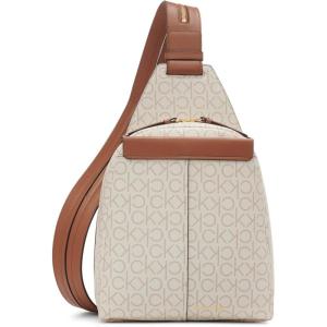 imageCalvin Klein Womens Millie Backpack for Women  Vegan Leather Monogram Backpack 2 Pockets BrownKhakiBlack One SizeVanillaKhakiCaramel